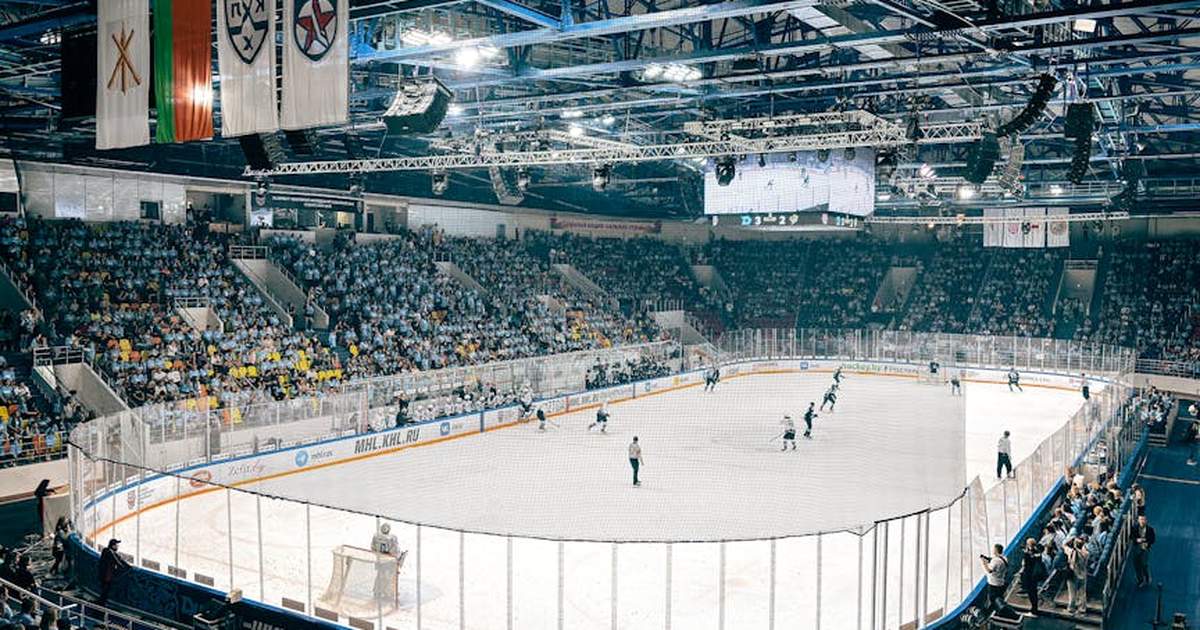 Exciting ice hockey game with players and crowd in a vibrant indoor arena atmosphere.