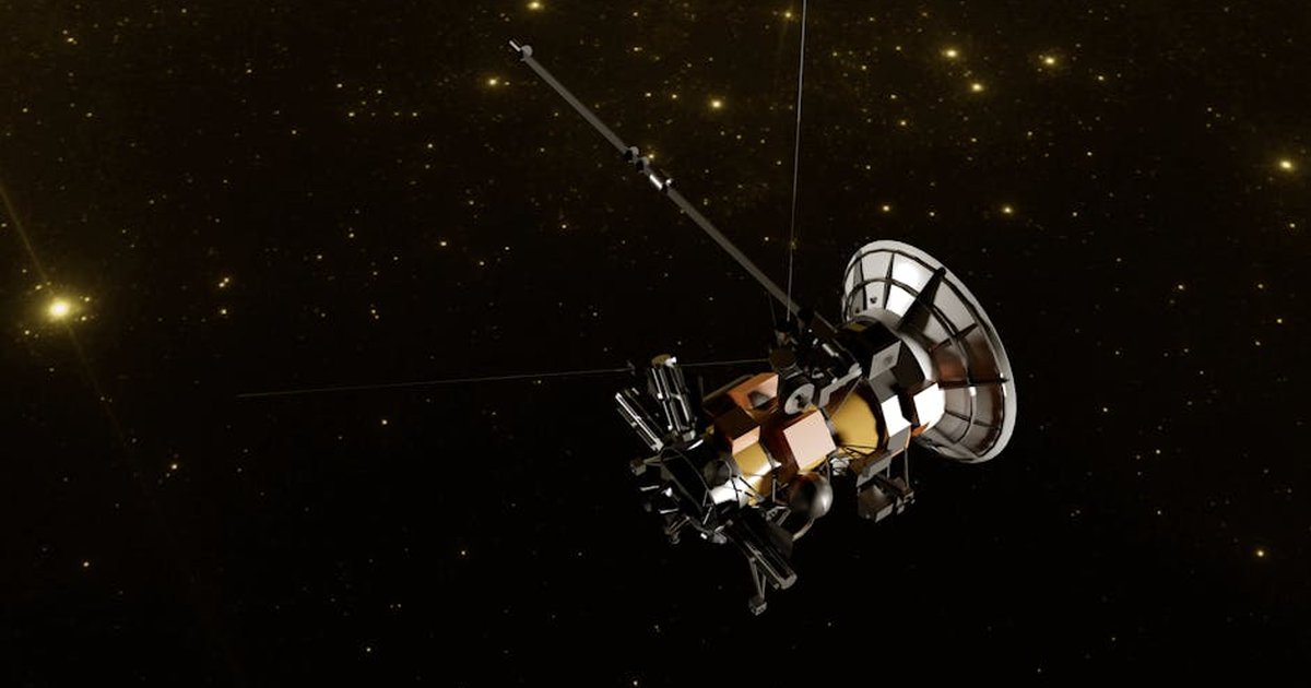 Cassini space probe journeying through the vast starry space.