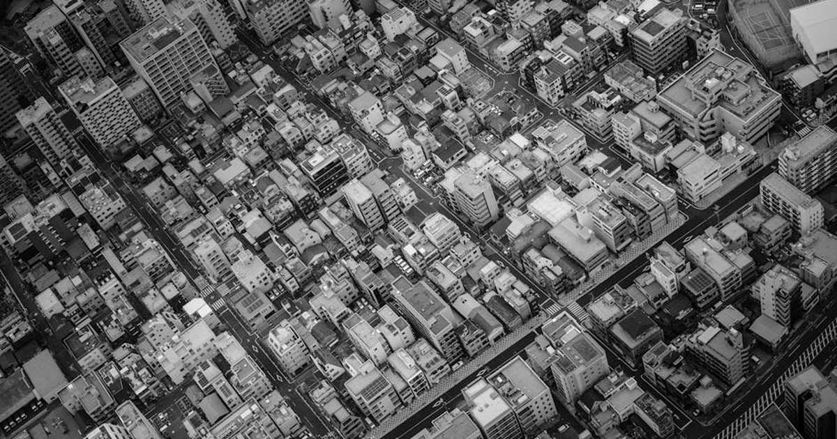 A stunning aerial shot of the dense urban landscape of Tokyo, showcasing intricate architecture and city planning.