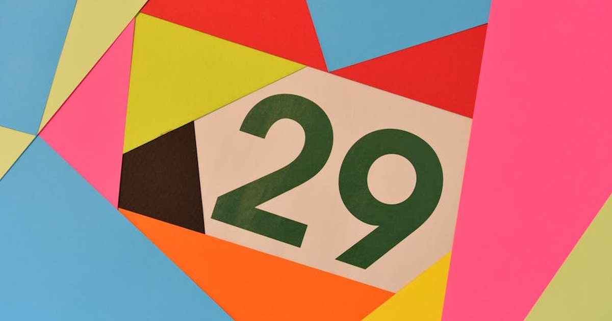 Vibrant abstract geometric design featuring the number 29 in a colorful arrangement.