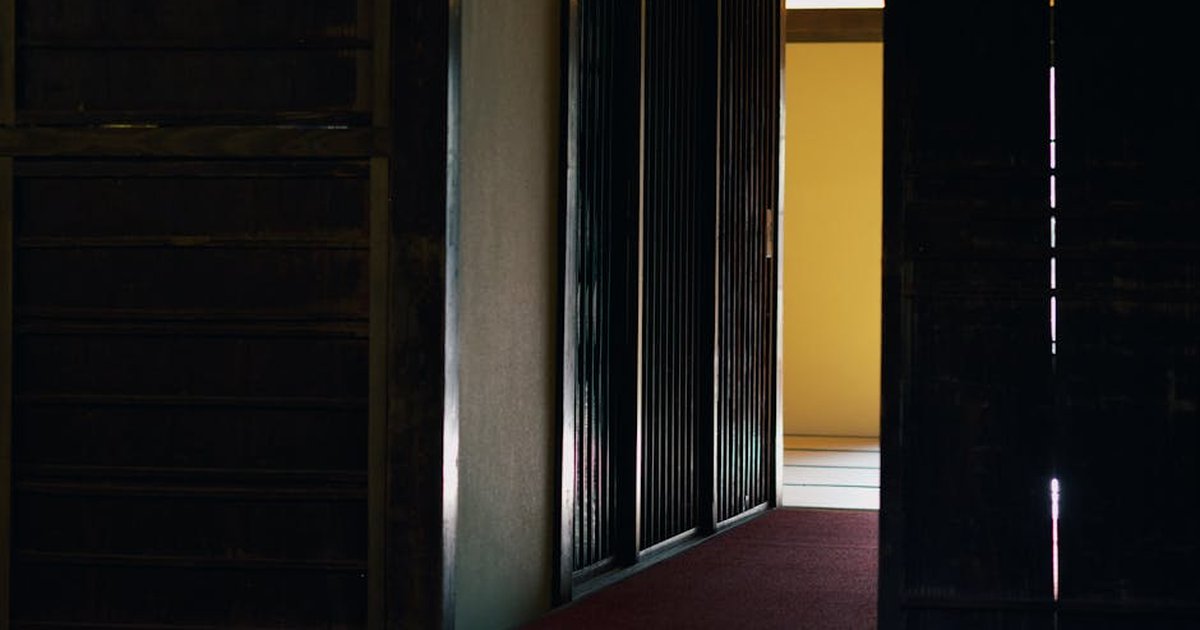 Quiet and elegant Japanese doorway with soft natural lighting highlighting a minimalist aesthetic.