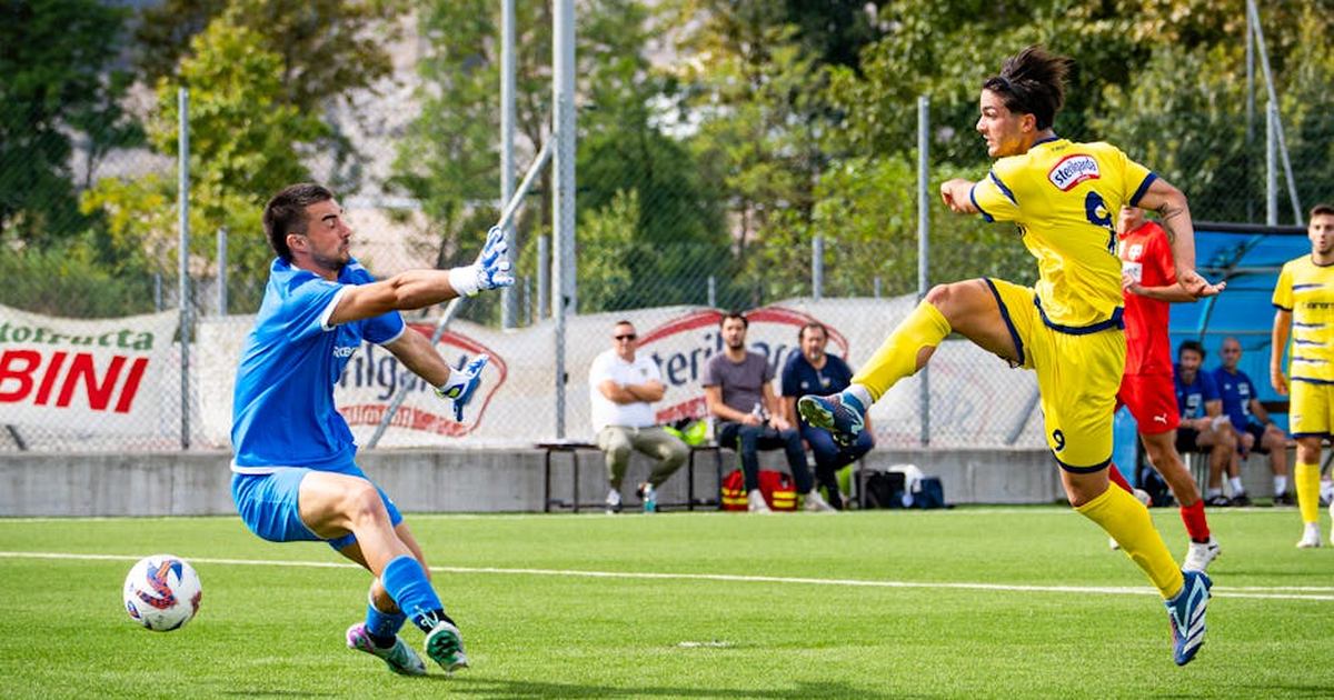 Intense action shot of soccer players during a competitive match.