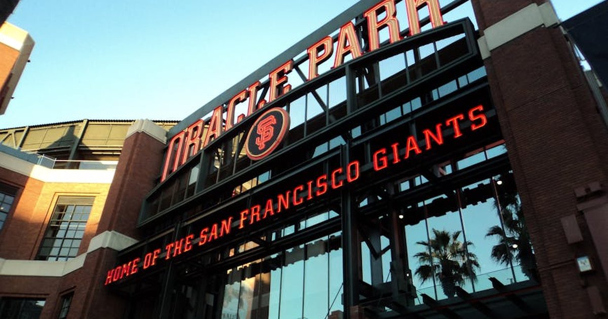 Oracle Park entrance in San Francisco, home to the Giants. Captured during daytime with clear skies.