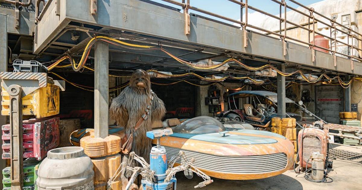 Explore a sci-fi junkyard filled with futuristic vehicles and equipment, perfect for industrial themes.
