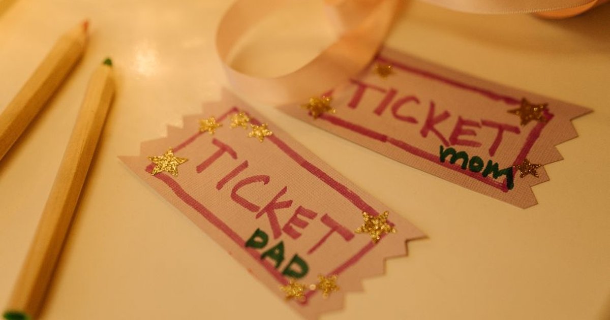 Creative handmade tickets labeled for parents, ideal for fun indoor bonding activities.