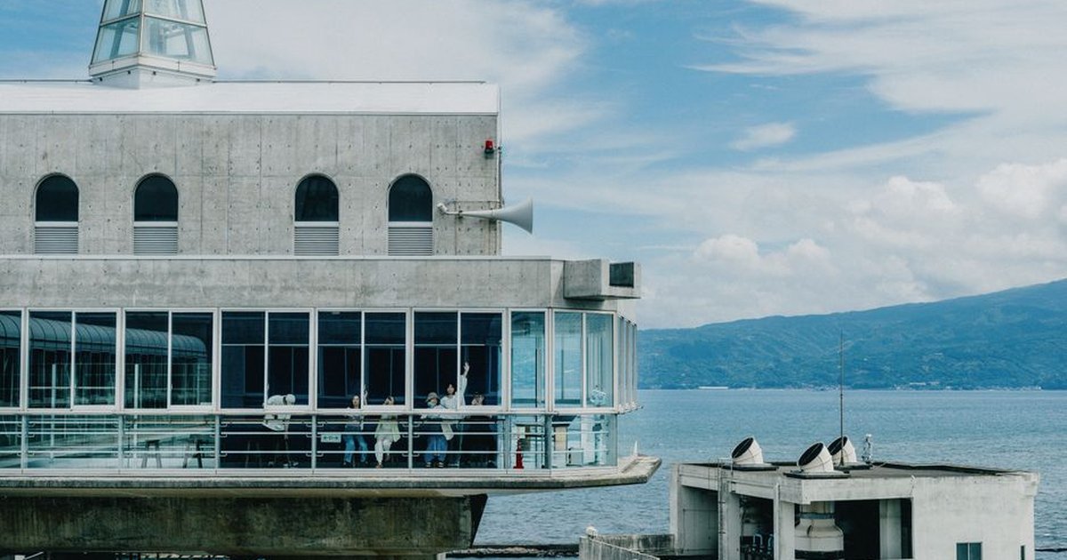 A modern observation deck overlooking the sea in West Izu, Shizuoka Prefecture, Japan, with a scenic ocean view.