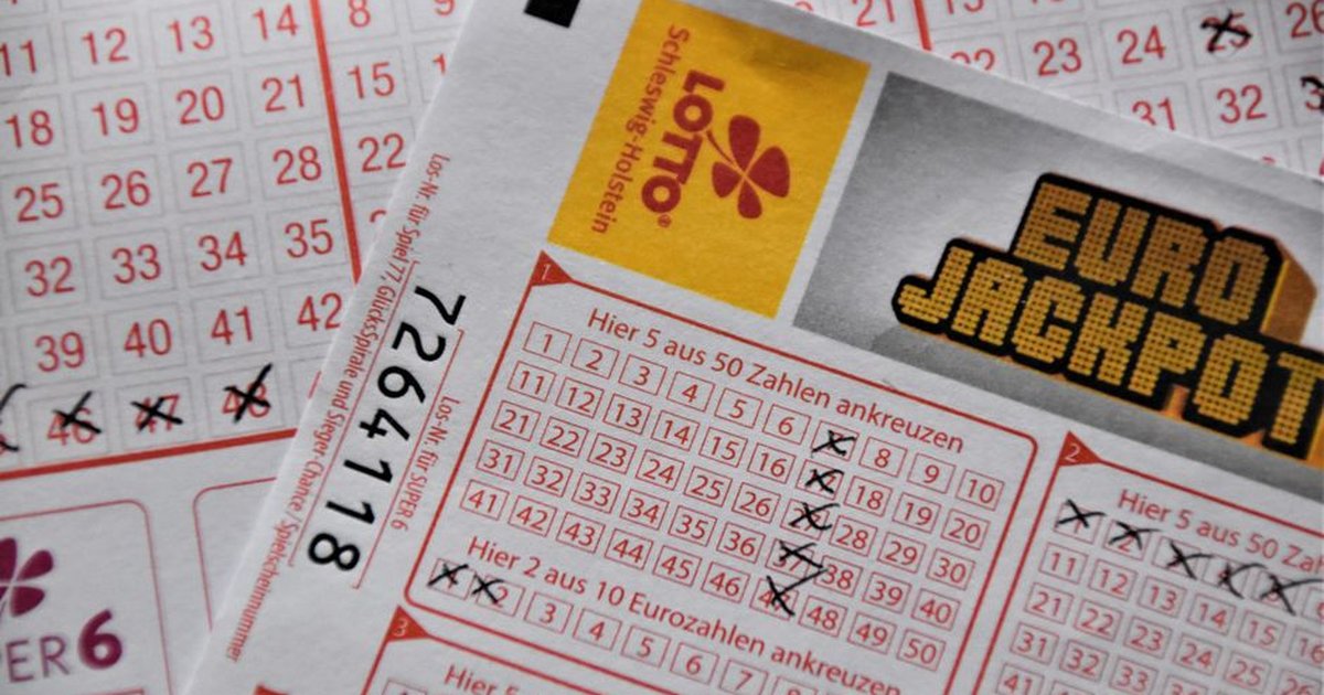 Detailed close-up of a EuroJackpot lottery ticket with selected numbers in focus.